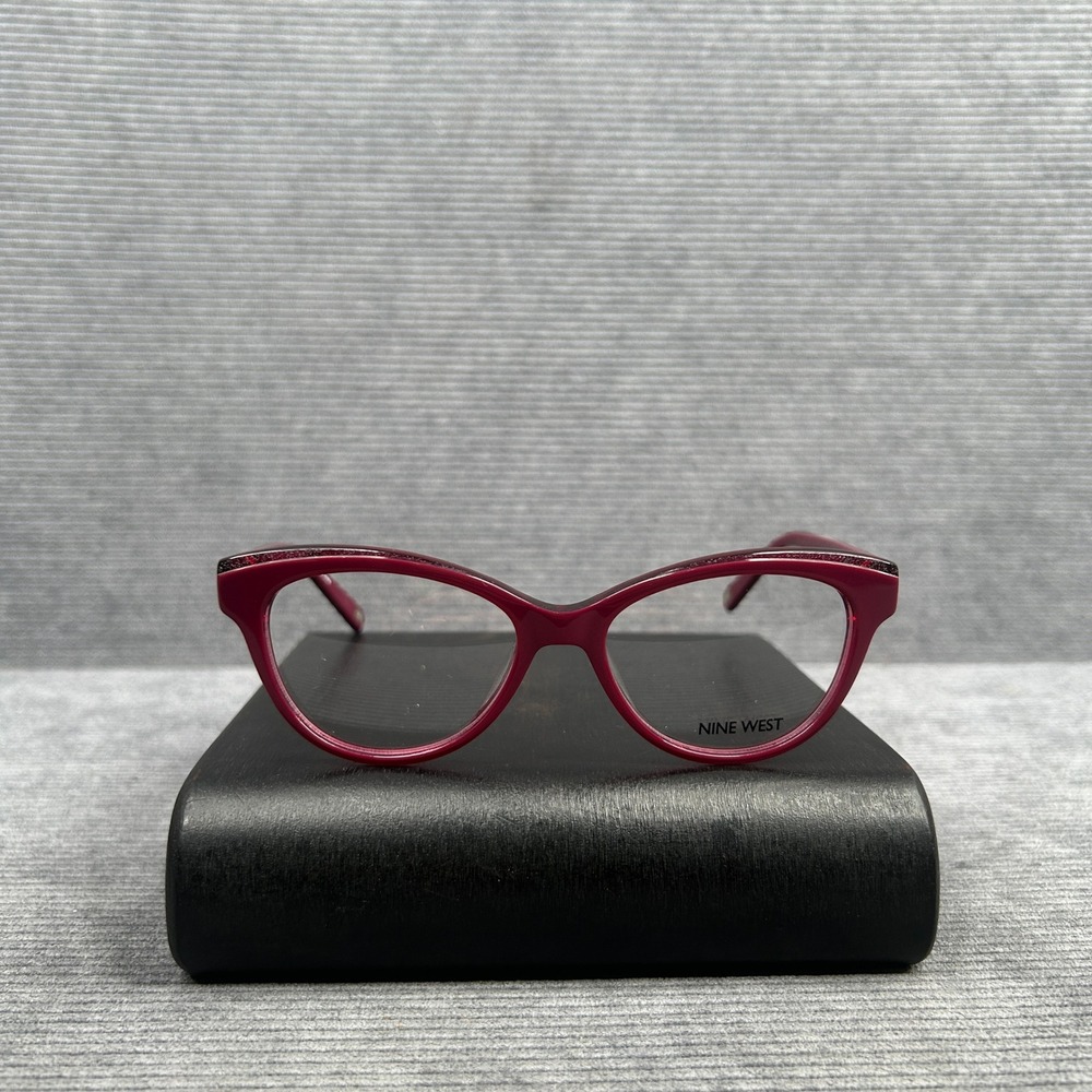 Nine West NW5131 Burgundy Glitter Cat Eye Y2k Eyeglasses Frames 51-16-135